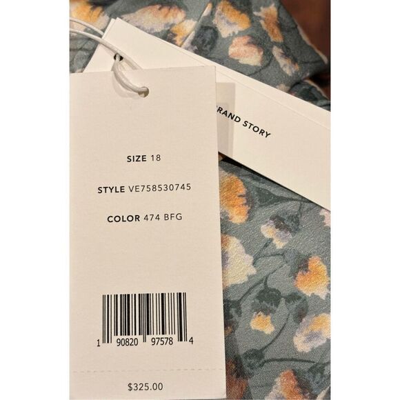 Vince Carnation Floral Asymmetric Hem Skirt in Blue Fog NWT Size 18W - Picture 7 of 7